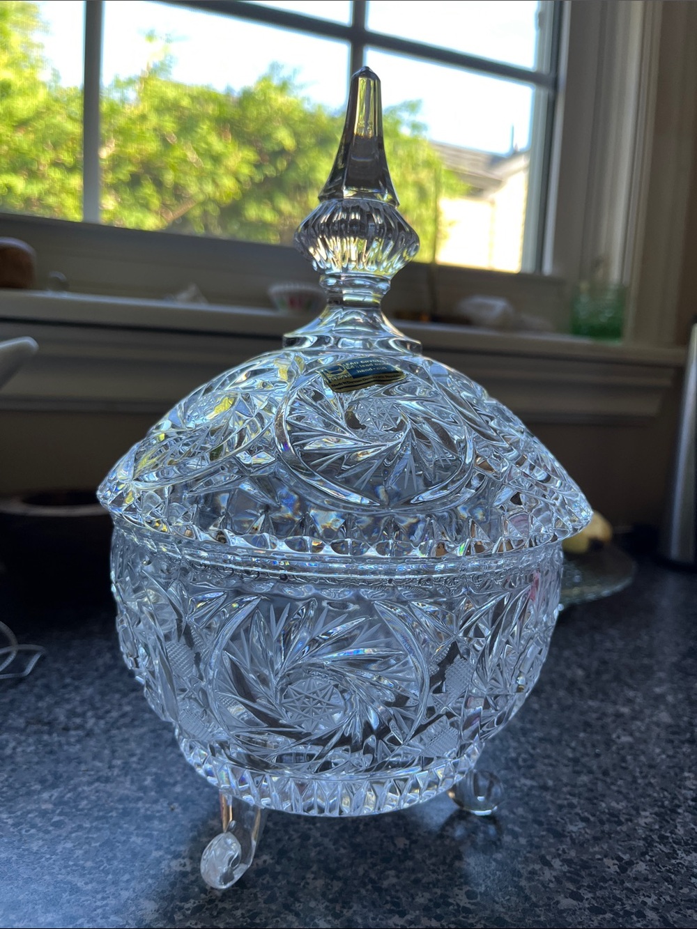 Crystal Clear Covered Candy Dish with Footed Base